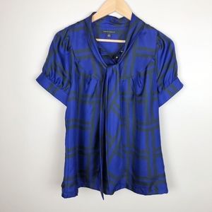 Banana Republic Silk Blue Tie-Neck Blouse